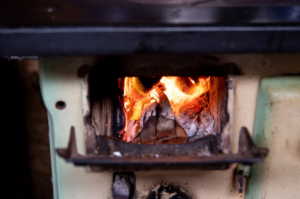 burning wood